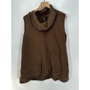 Fenini Dress Womens XL Linen Tiered Cowl Neck Shift Sleeveless Boho Ladies